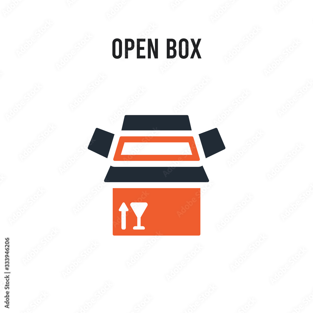 Poster open box vector icon on white background. red and black colored open box icon. simple element illust