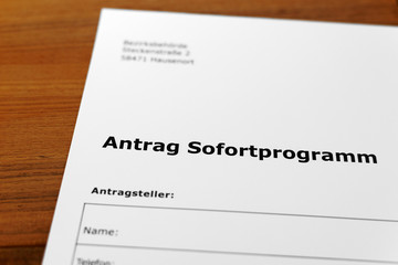 Antrag Sofortprogramm