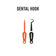 Dental Hook vector icon on white background. Red and black colored Dental Hook icon. Simple element illustration sign symbol EPS