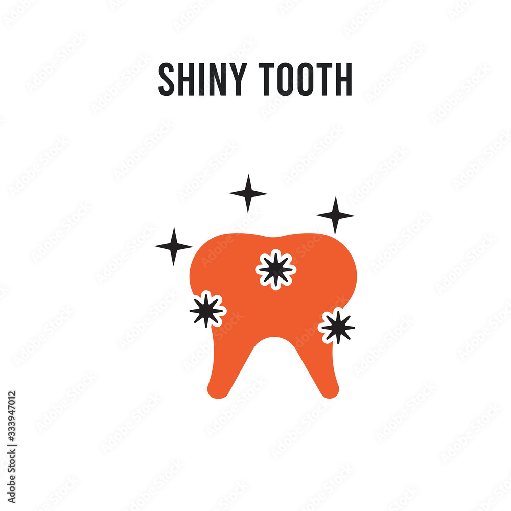Poster shiny tooth vector icon on white background. red and black colored shiny tooth icon. simple element 
