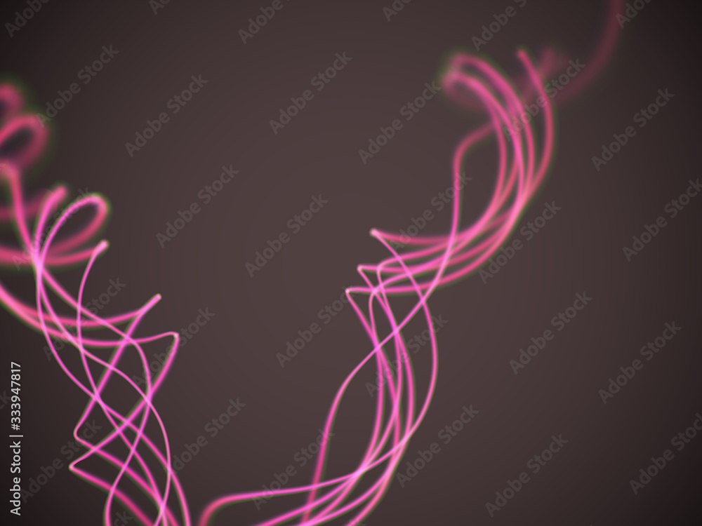 Aufkleber abstract curved pink blurred lines in motion on dark background. concept of artificial intelligence 