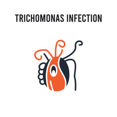 Trichomonas Infection (Trichomoniasis) vector icon on white background. Red and black colored Trichomonas Infection (Trichomoniasis) icon. Simple element illustration sign symbol EPS