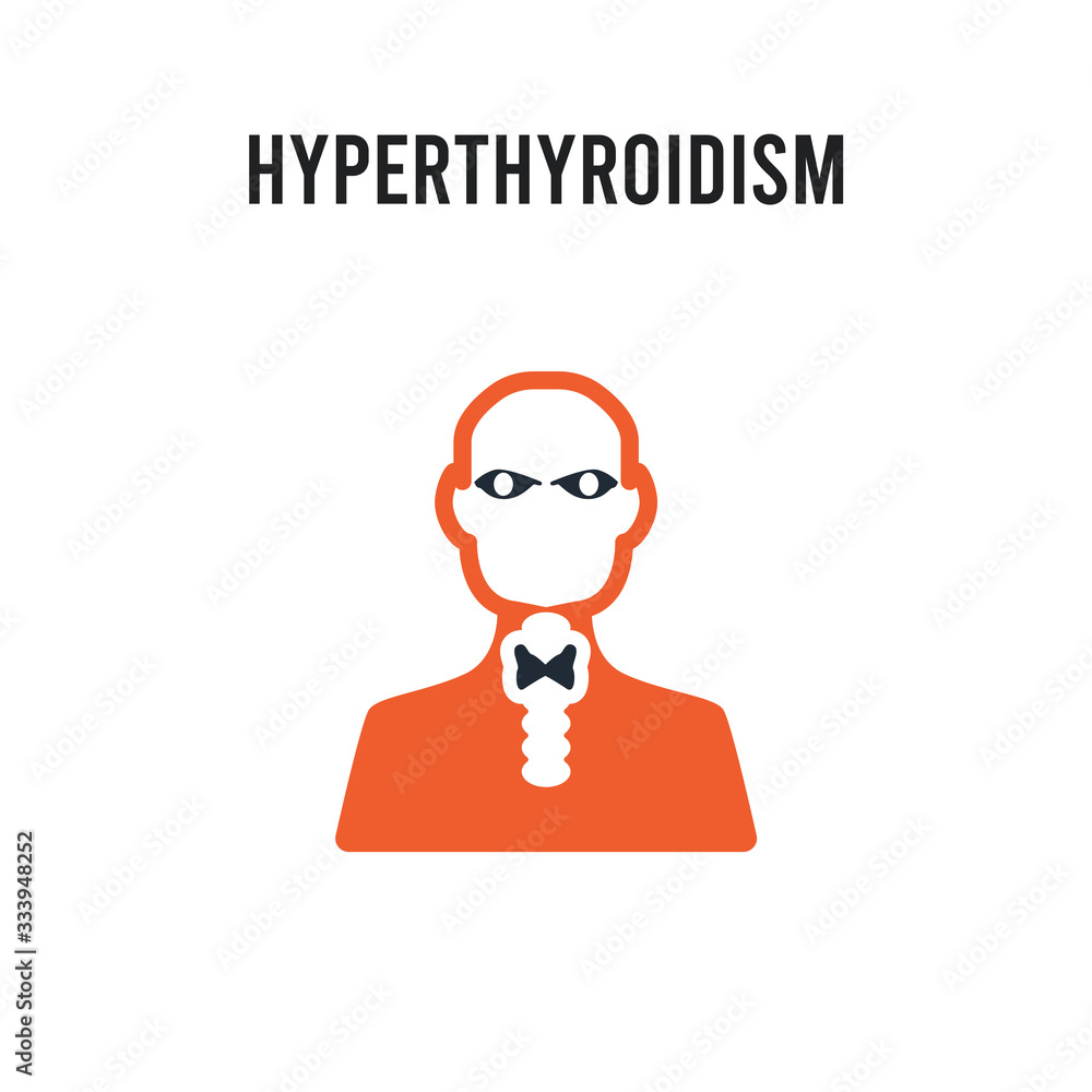Poster hyperthyroidism vector icon on white background. red and black colored hyperthyroidism icon. simple 