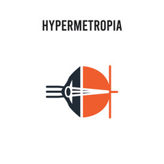 Hypermetropia vector icon on white background. Red and black colored Hypermetropia icon. Simple element illustration sign symbol EPS