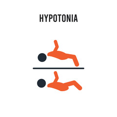 Hypotonia vector icon on white background. Red and black colored Hypotonia icon. Simple element illustration sign symbol EPS