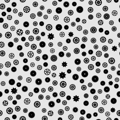 abstract vector black flat gears seamless pattern