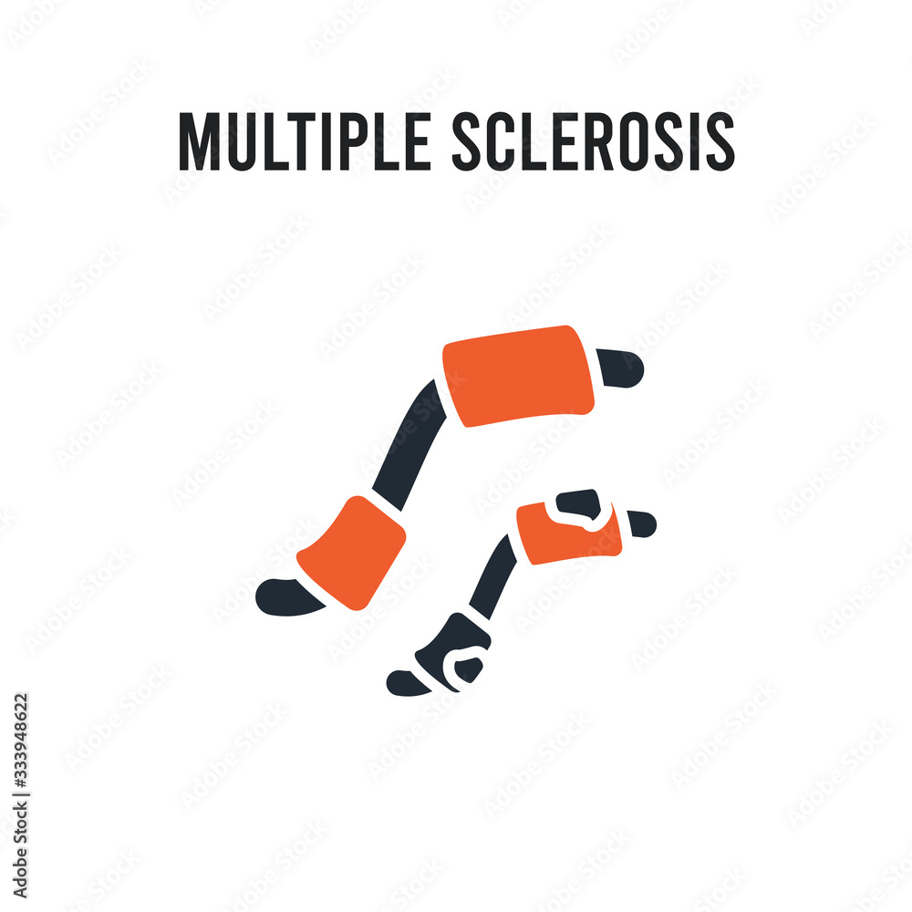 Poster multiple sclerosis vector icon on white background. red and black colored multiple sclerosis icon. s