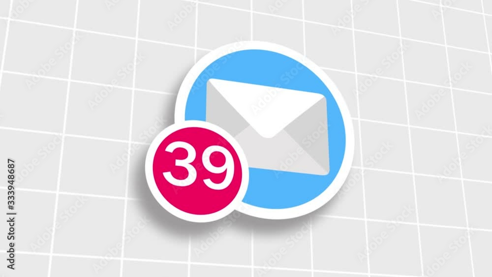 Poster you have received 100 messages in email box/ animation of a cool email icon with counting number, ne