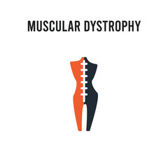 Muscular dystrophy vector icon on white background. Red and black colored Muscular dystrophy icon. Simple element illustration sign symbol EPS