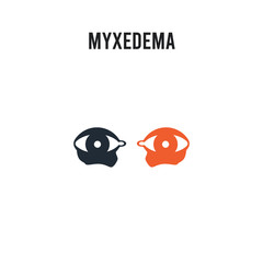 Myxedema vector icon on white background. Red and black colored Myxedema icon. Simple element illustration sign symbol EPS