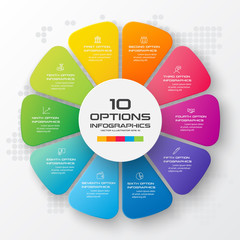 Business infographic template with 10 options,Vector illustration.