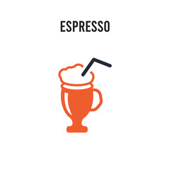 Espresso vector icon on white background. Red and black colored Espresso icon. Simple element illustration sign symbol EPS
