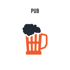Pub vector icon on white background. Red and black colored Pub icon. Simple element illustration sign symbol EPS