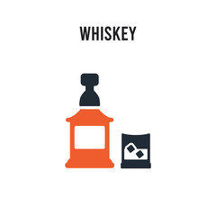 Whiskey vector icon on white background. Red and black colored Whiskey icon. Simple element illustration sign symbol EPS