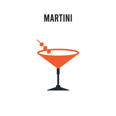 Martini vector icon on white background. Red and black colored Martini icon. Simple element illustration sign symbol EPS