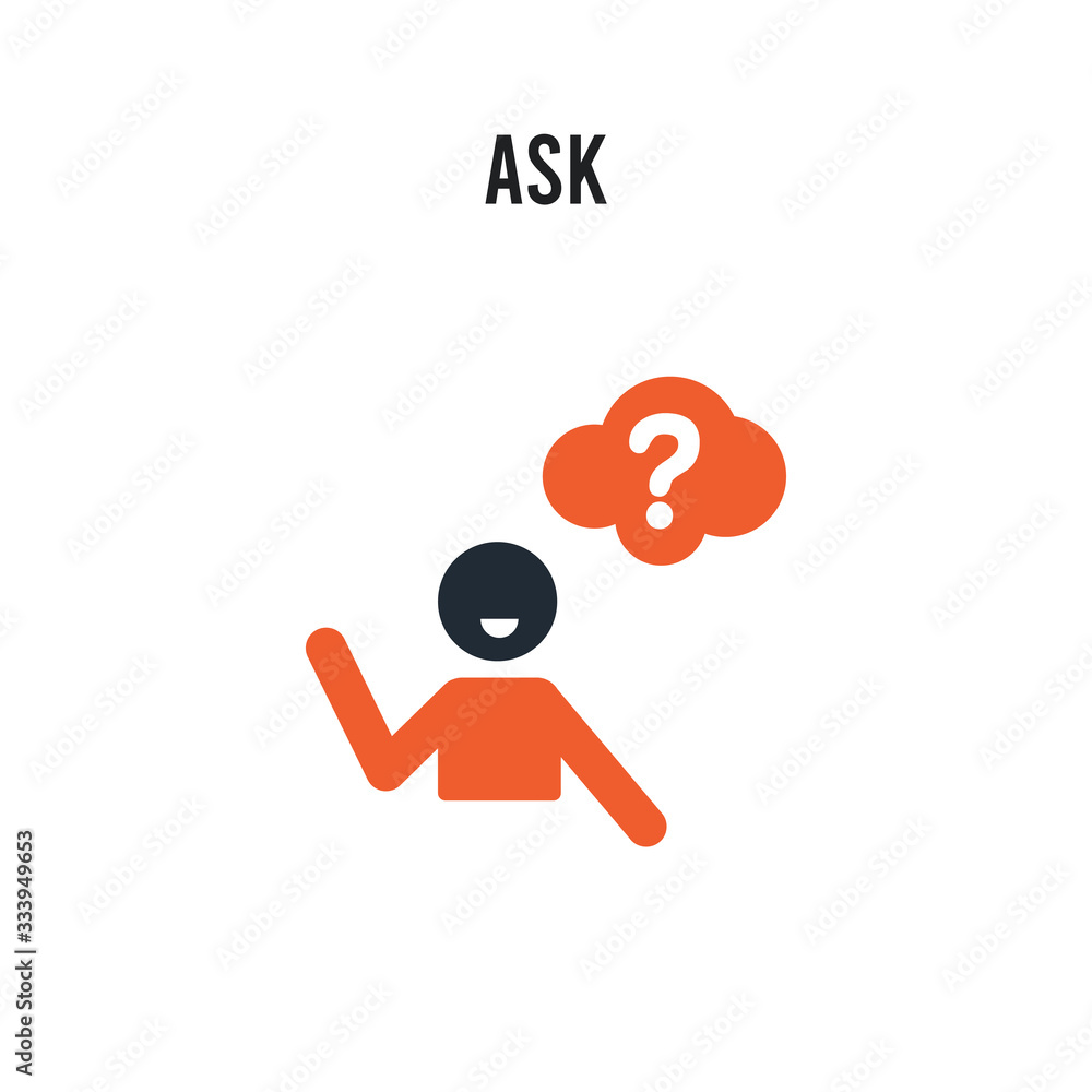 Poster ask vector icon on white background. red and black colored ask icon. simple element illustration sig