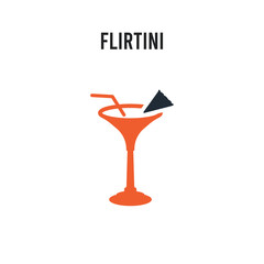 Flirtini vector icon on white background. Red and black colored Flirtini icon. Simple element illustration sign symbol EPS