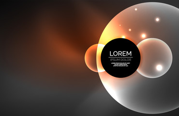 Neon shiny transparent glowing circles with light effects. Techno futuristic vector abstract background For Wallpaper, Banner, Background, Card, Book Illustration, landing page