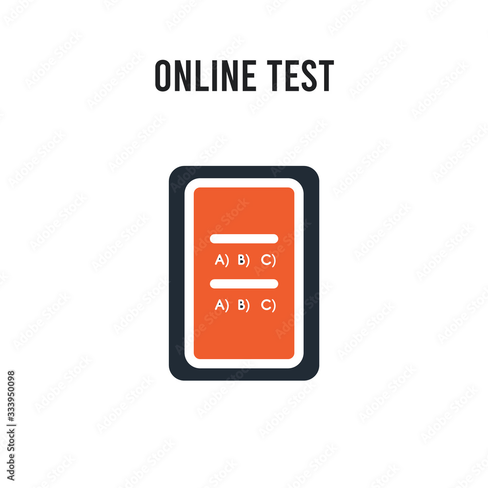 Poster online test vector icon on white background. red and black colored online test icon. simple element 