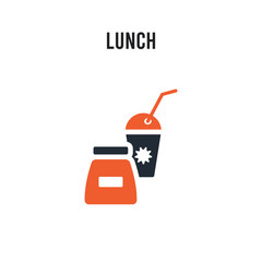 Lunch vector icon on white background. Red and black colored Lunch icon. Simple element illustration sign symbol EPS