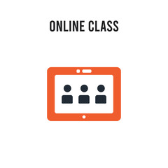 Online class vector icon on white background. Red and black colored Online class icon. Simple element illustration sign symbol EPS