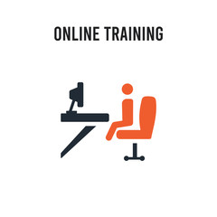 online training vector icon on white background. Red and black colored online training icon. Simple element illustration sign symbol EPS