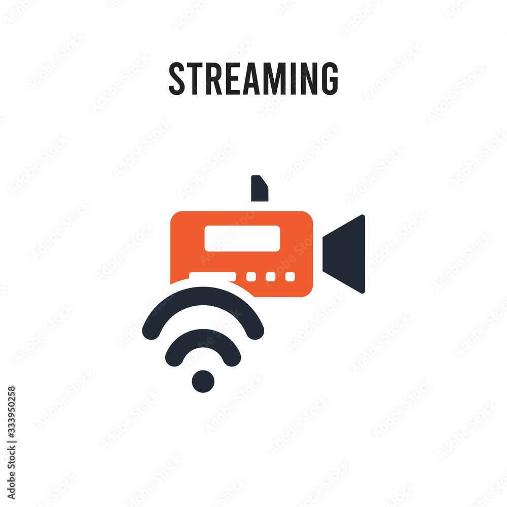 Poster streaming vector icon on white background. red and black colored streaming icon. simple element illu