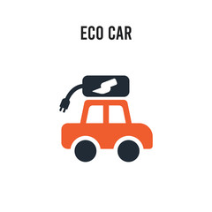 Eco car vector icon on white background. Red and black colored Eco car icon. Simple element illustration sign symbol EPS