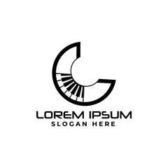 A letter piano music logo design template vector eps