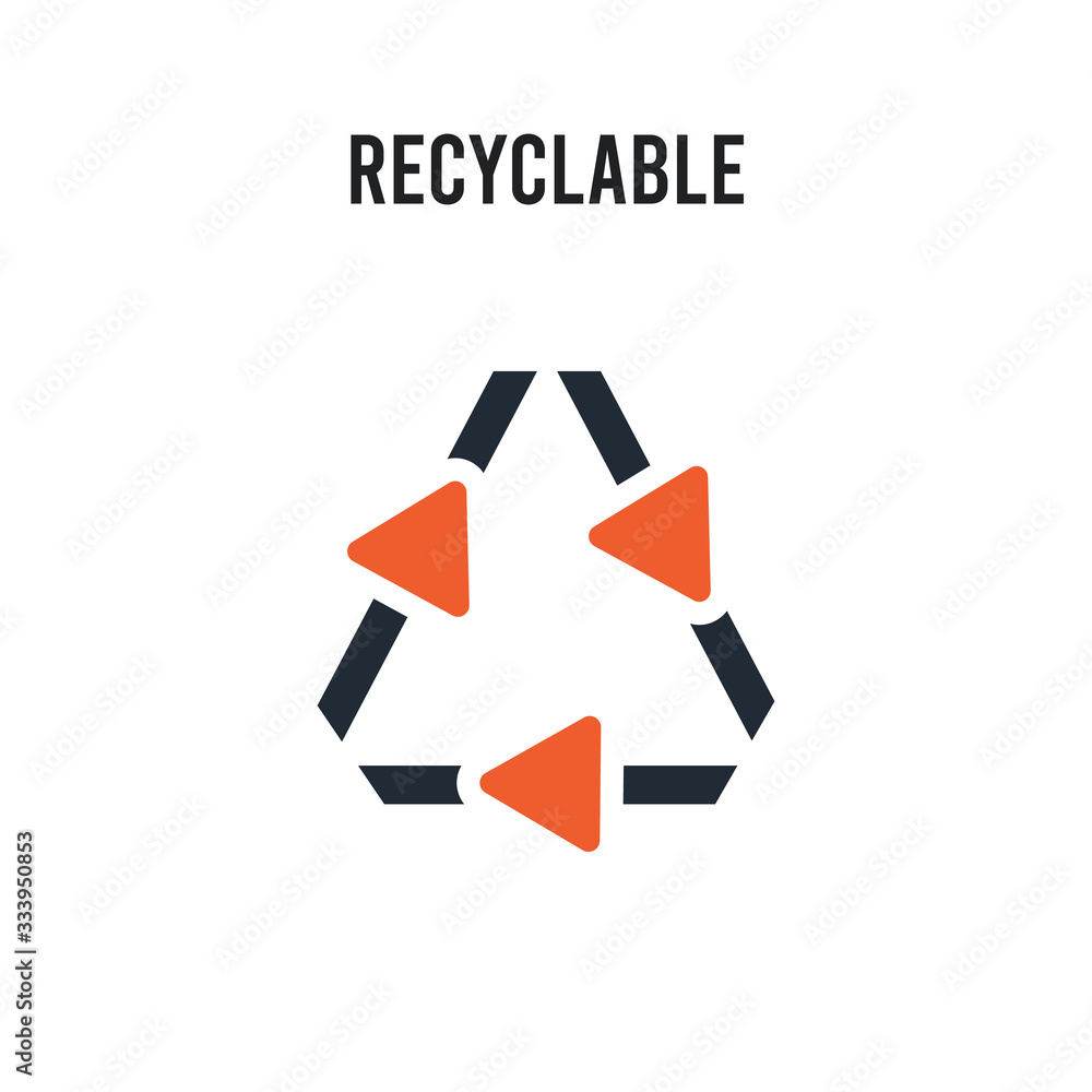Poster recyclable vector icon on white background. red and black colored recyclable icon. simple element il