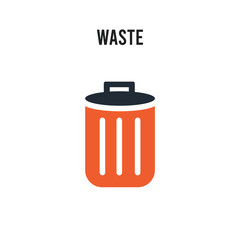 Waste vector icon on white background. Red and black colored Waste icon. Simple element illustration sign symbol EPS