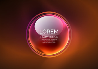 Glowing neon shiny transparent bubbles, glass circles or bio cell concept. Techno futuristic vector abstract background For Wallpaper, Banner, Background, Card, Book Illustration, landing page