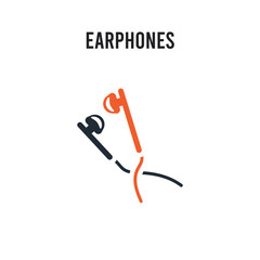 Earphones vector icon on white background. Red and black colored Earphones icon. Simple element illustration sign symbol EPS