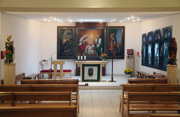 Main altar by Sieger Koder in Church of St. Albert the Great in Paris, France