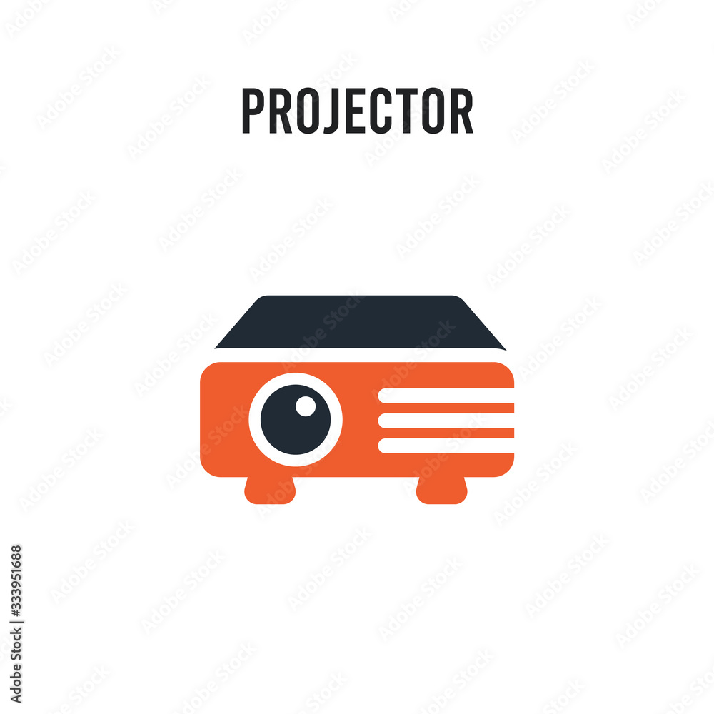 Poster projector vector icon on white background. red and black colored projector icon. simple element illu