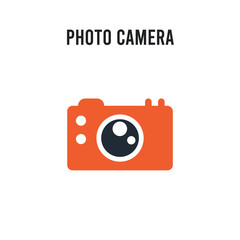 Photo camera vector icon on white background. Red and black colored Photo camera icon. Simple element illustration sign symbol EPS