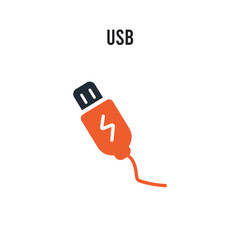 Usb vector icon on white background. Red and black colored Usb icon. Simple element illustration sign symbol EPS