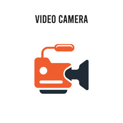 Video camera vector icon on white background. Red and black colored Video camera icon. Simple element illustration sign symbol EPS