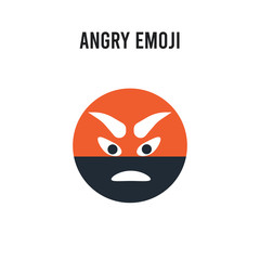 Angry emoji vector icon on white background. Red and black colored Angry emoji icon. Simple element illustration sign symbol EPS