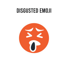 Disgusted emoji vector icon on white background. Red and black colored Disgusted emoji icon. Simple element illustration sign symbol EPS