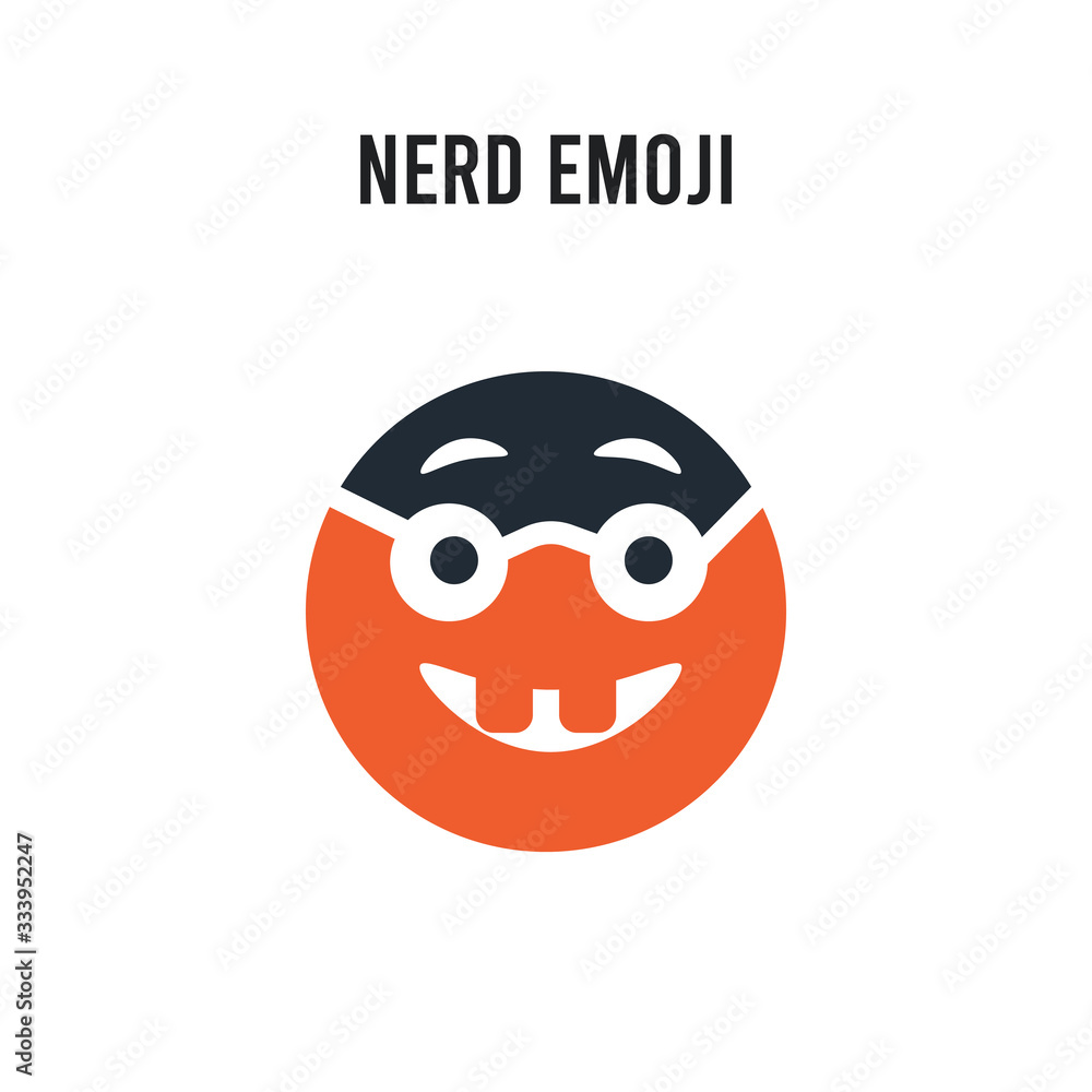 Poster nerd emoji vector icon on white background. red and black colored nerd emoji icon. simple element il