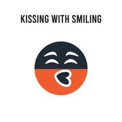 Kissing With Smiling Eyes emoji vector icon on white background. Red and black colored Kissing With Smiling Eyes emoji icon. Simple element illustration sign symbol EPS