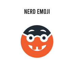 Nerd emoji vector icon on white background. Red and black colored Nerd emoji icon. Simple element illustration sign symbol EPS