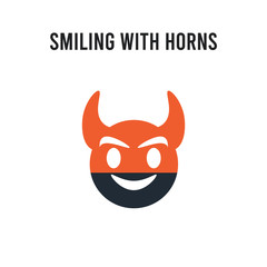 Smiling With Horns emoji vector icon on white background. Red and black colored Smiling With Horns emoji icon. Simple element illustration sign symbol EPS