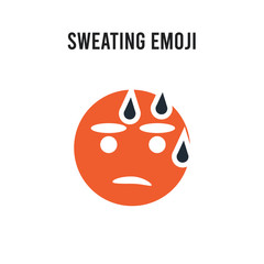 Sweating emoji vector icon on white background. Red and black colored Sweating emoji icon. Simple element illustration sign symbol EPS