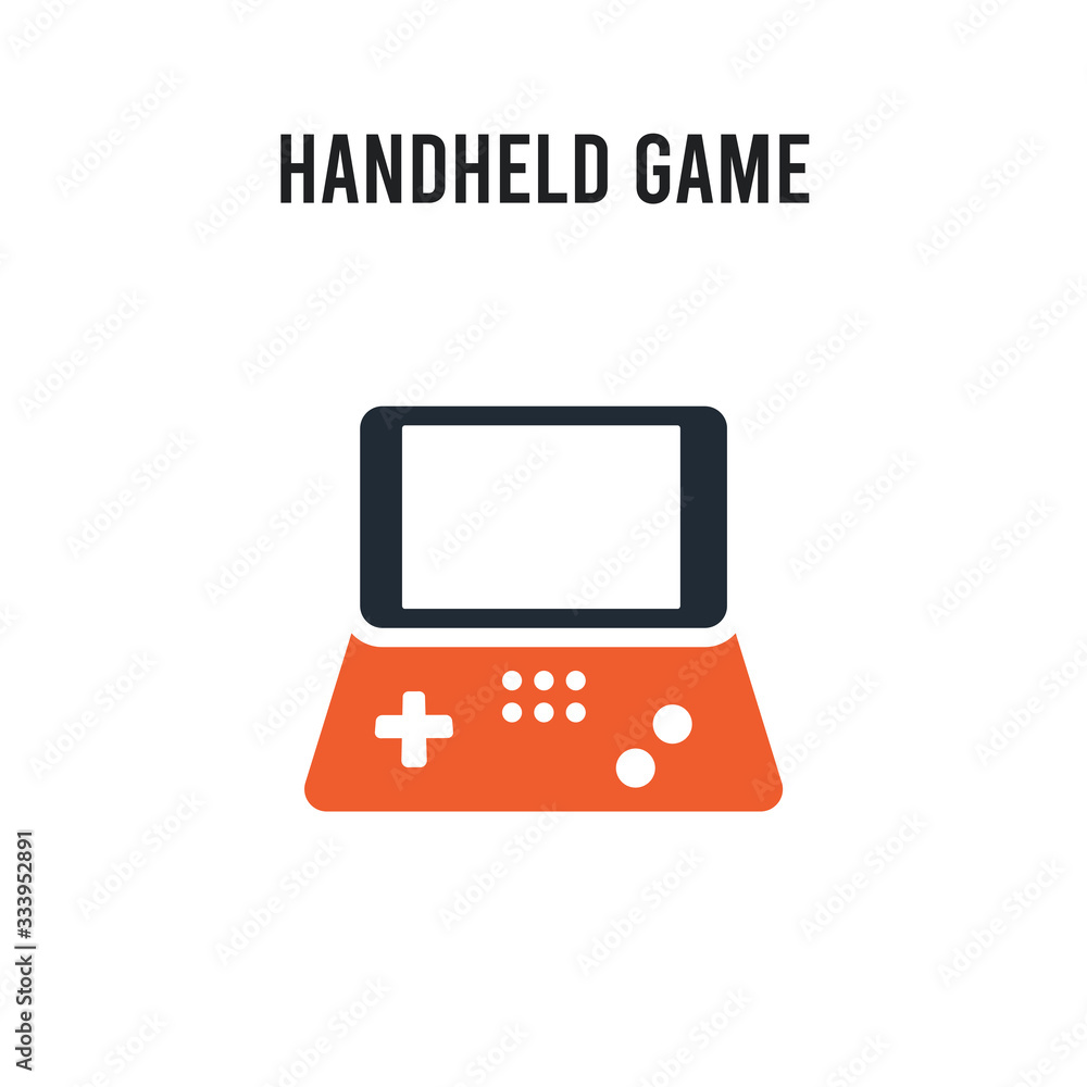 Poster handheld game vector icon on white background. red and black colored handheld game icon. simple elem
