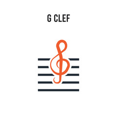 G clef vector icon on white background. Red and black colored G clef icon. Simple element illustration sign symbol EPS