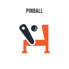 Pinball vector icon on white background. Red and black colored Pinball icon. Simple element illustration sign symbol EPS