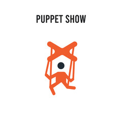 Puppet show vector icon on white background. Red and black colored Puppet show icon. Simple element illustration sign symbol EPS