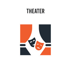 Theater vector icon on white background. Red and black colored Theater icon. Simple element illustration sign symbol EPS